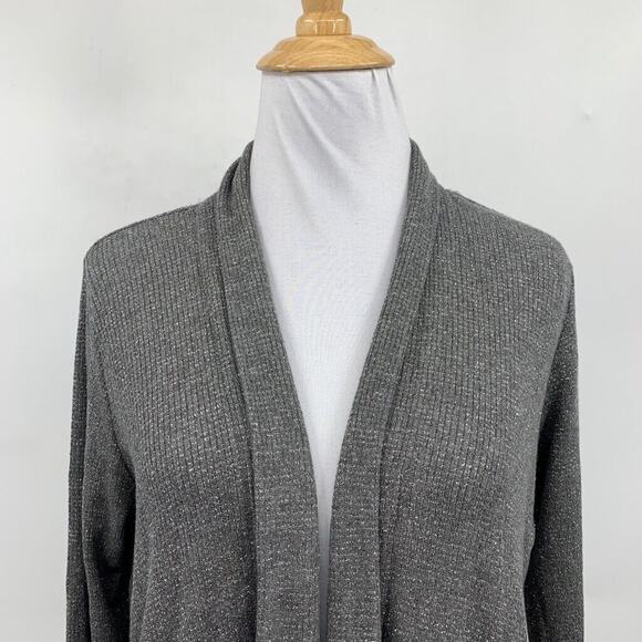 Michael Stars Cardigan Womens XS Extra Small Gray Silver Metallic Open Front - Picture 3 of 12
